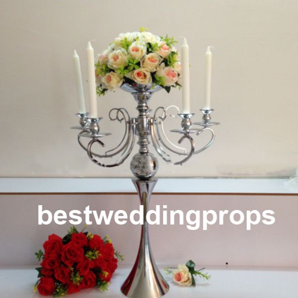 New Metal Ouro Castiçais 5 Candlestick Wedding Centerpieces Candelabros Suporte de Candelabros de 5 braços Suporte para o Casamento Decoração de Mesa de Jantar best0151