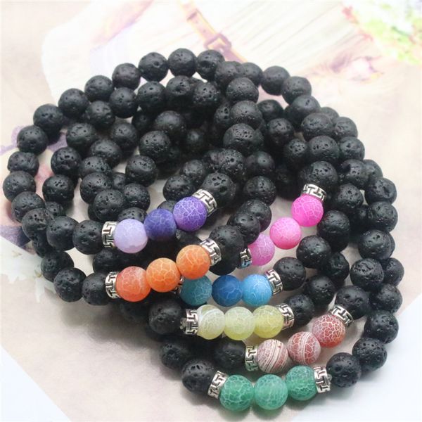 

2019 горячая 8 мм Лава рок выветривания Агат браслеты натуральный камень йога брасл