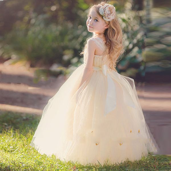 

spaghetti ruffle layers flower girls dresses with sash floor length cute girls party dresses customize kids formal wear pageant girl dresses, White;red