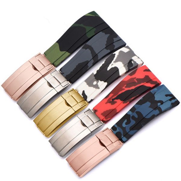 

20 мм камуфляж силиконовой резины ремешок для часов Rolex Yacht Master Watch Wristband