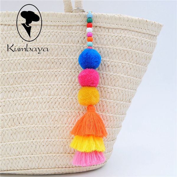 

colorful hairball pompones tassels pompoms keychain women bag charms bohemian decoration pendants accessories key chains kc15808, Silver
