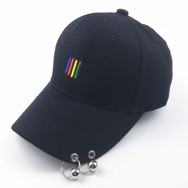 

yonglou006 kids casual cotton metal ring pendant snapback hats solid black hip hop baseball caps bone casquette gorras, Blue;gray