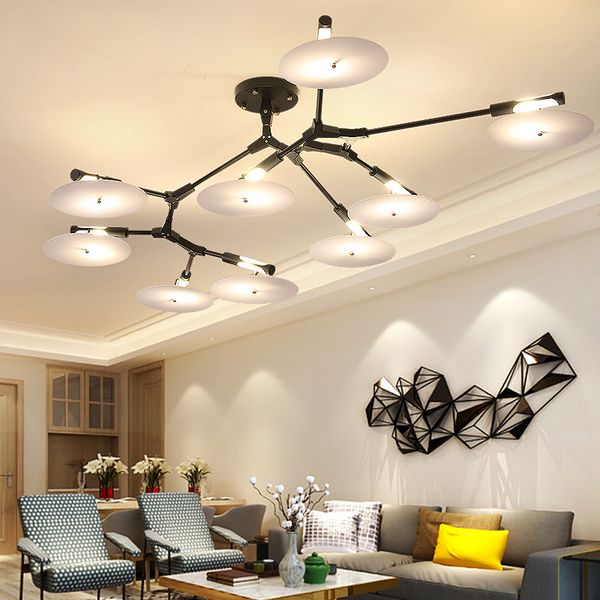 Modern Led Chandelier Living Room Suspended Lighting Loft Deco Fixtures Restaurant Hanging Lights Nordic Bedroom Ceiling Light Pendant Lamps Plastic