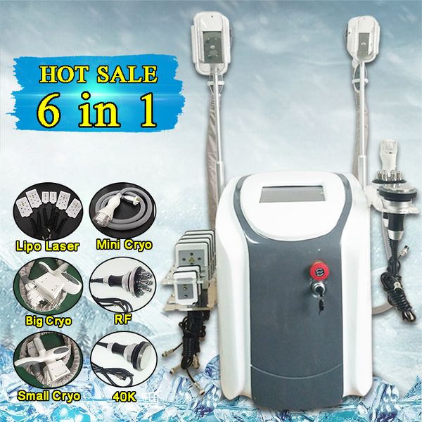 

6 in 1 fat reezing machine cryolipolysis waist slimming cryotherapy 40k cavitation rf machine fat reduction rf lipo laser ce/dhl