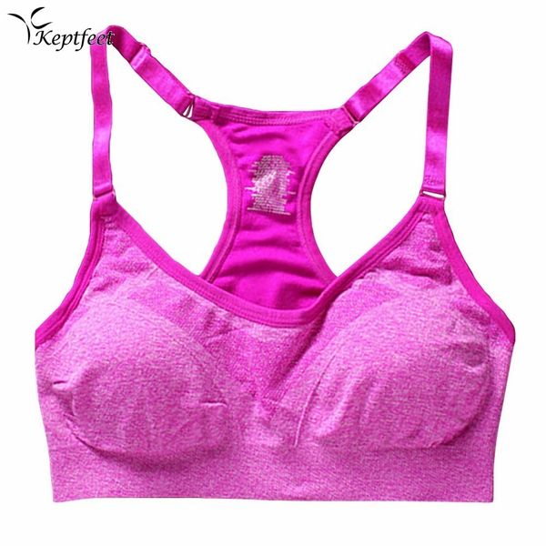 

solid shoulder strap sports bra women fitness yoga bras gym padded sport athletic underwear workout running clothing, White;black