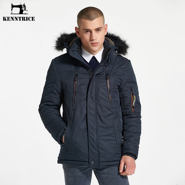 

kenntrice мужская зимняя куртка с капюшоном съемный толстый теплый сплошной парки с карманами на молнии для мужчин, Black