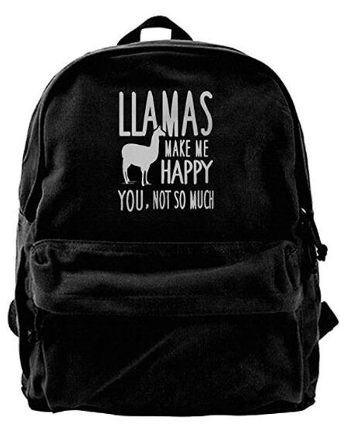 

Llamas Make Me Happy You Not So Much Llamas Fashion Canvas Shoulder Backpack Backpack For Men & Women Teens College Travel Daypack Black
