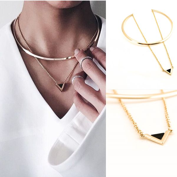 

whole salenew arrival multilayer artificial marble stone triangle necklaces & pendants new women alloy layered square necklace jewelry, Golden;silver