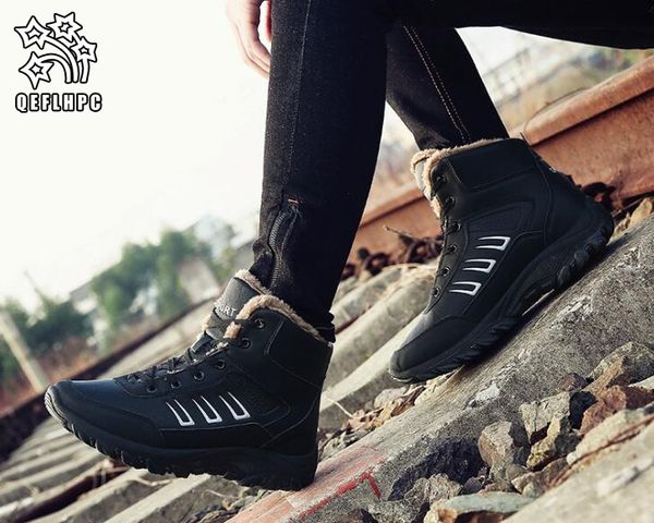 

winter. men's cotton boots. cashmere. keep warm. cotton-padded shoes. outdoor mountaineering. snow boots. men's shoes. ankle boots, Black