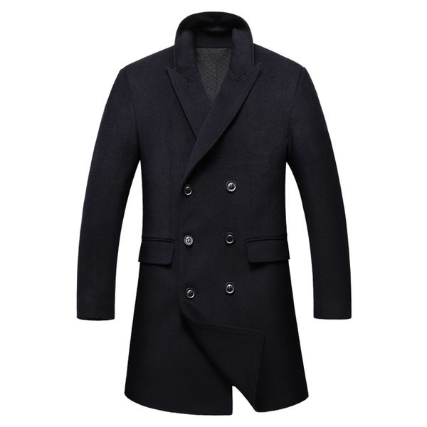 

2018 new long abrigos para hombre de lana, Black