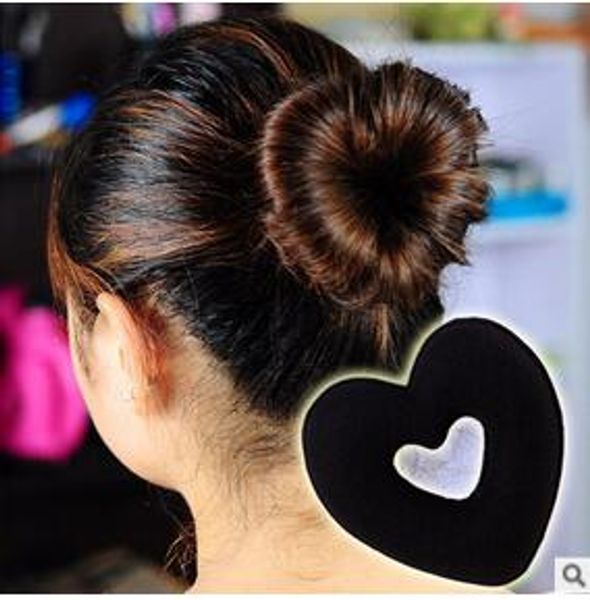 Newest Diy Heart Shaped Bun Maker Sponge Black Multi Colored Hair