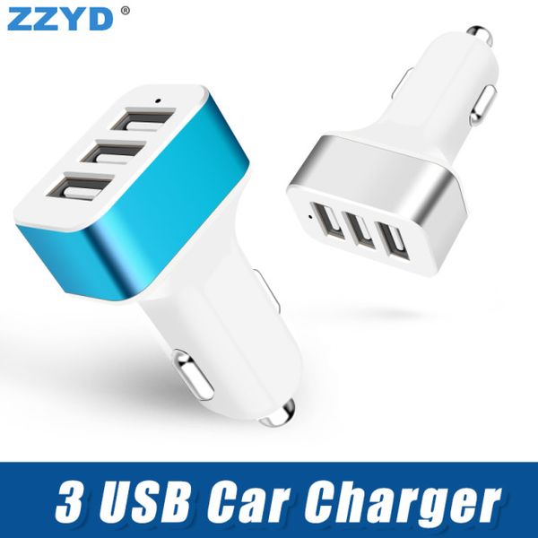 

zzyd 3 usb ports car charger universal triple usb car charger for iphone 8 x samsung s9 plus