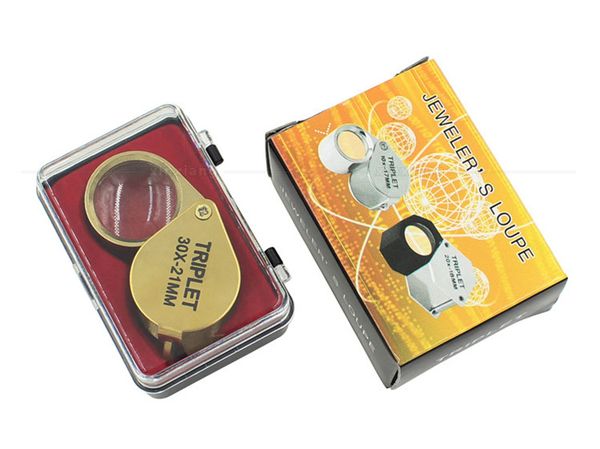 

portable 30x power 21mm jewelers magnifier gold eye loupe jewelry store magnifying glass with exquisite box dhl free