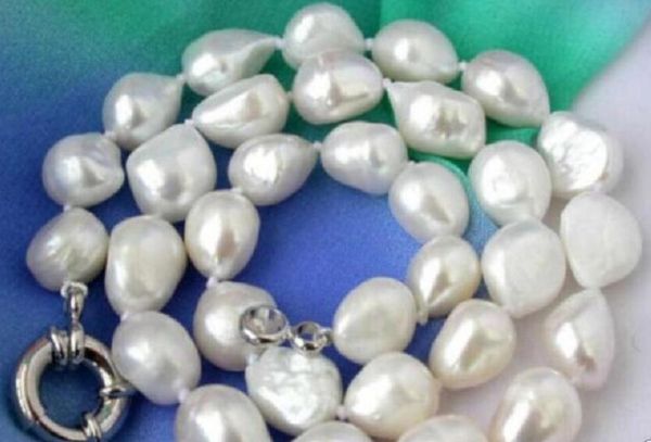 

beautiful 12-13mm baroque peacock white pearl necklace 18inch, Silver