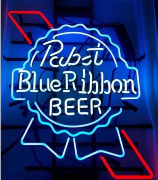 

новый pabst голубая лента пиво настоящее стекло неоновый знак свет пивной бар знак отправить нужно фото 19x15
