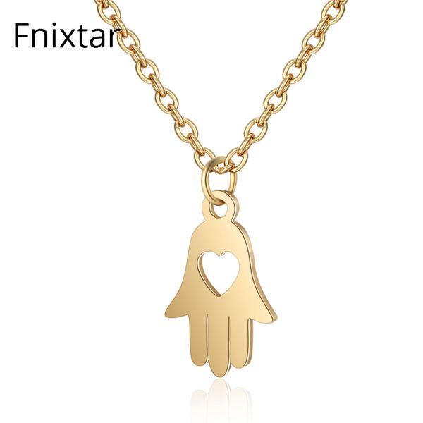 

fnixtar polishing stainless steel hollow buddha hand charms pendants necklaces for women gold color pendant necklaces 5pcs/lot, Silver