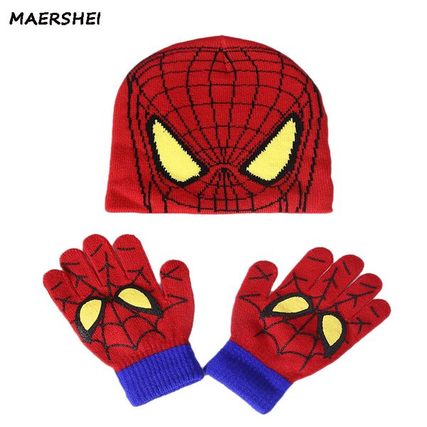 

maershei autumn and winter children's knit hat boys and girls cartoon warm caps gloves kids hat gloves + baby cap