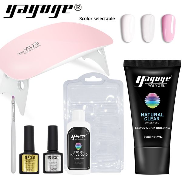 

Yayoge Nail Builder Gel Kit 30 мл 3 цвета Quick Extension Гель-лак с 2 цветами 6W LED UV Лампа для ногтей для наращивания ногтей