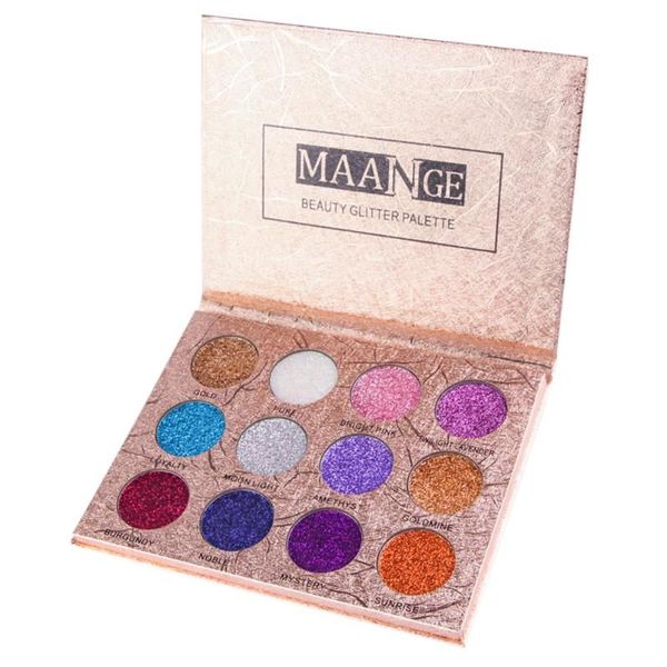 

50pcs/lot maange eyeshadow 12 colors palette glitter pressed glitters eyeshadow diamond rainbow pallete makeup palette by cosmetics dhl free