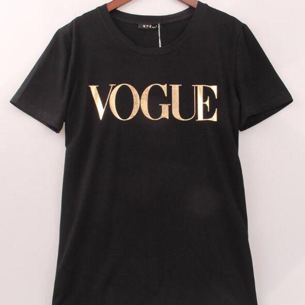 

2018 Бесплатная доставка Летние Топы Модная Одежда для Женщин VOGUE Футболка с Печатн