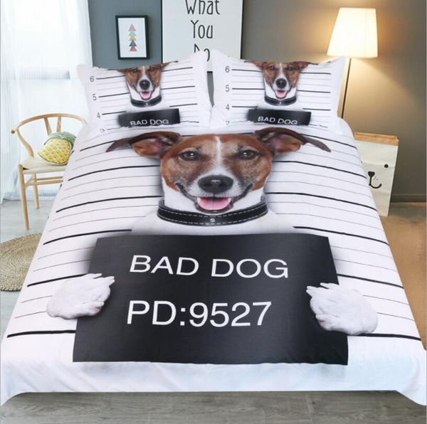 

new 3d bad pet dog kids bedding set us/au  size bedclothes bad dog home twin full king size adults double bedding kit