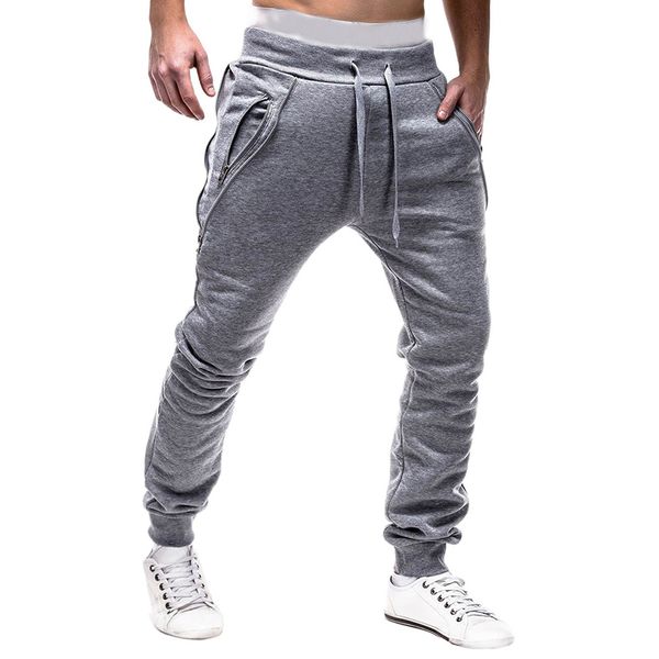 

brand male new fashion 2018 slim solid color men casual pants man trousers designer mens joggers, Black