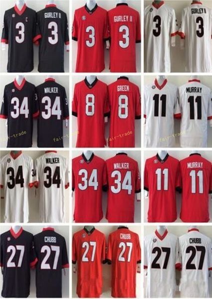 

NCAA Georgia Bulldogs #3 Todd Gurley II 7 D'Andre Swift 11 Jake Fromm 27 Nick Chubb 34 Herchel Walker White Red Black Stitched College