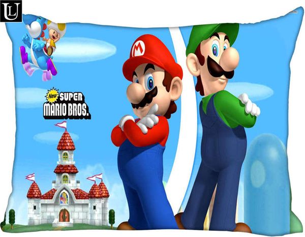 

custom super mario rectangle pillow cover size 45x35cm (one side) print custom zipper polyester coon pillowcase more size