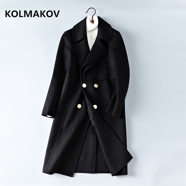 

2018 new double-faced men's cashmere jacket formal black sheep wool coats luxury men long jackets plus size m-3xl