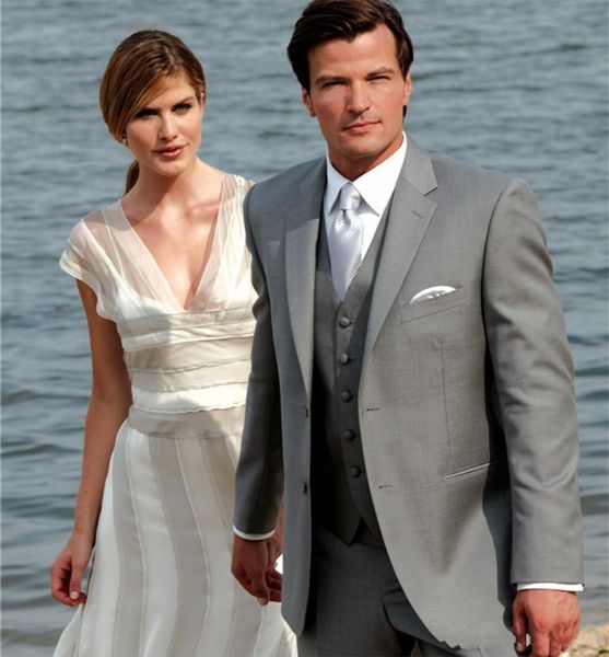 

new arrival custom made 3 pieces business suit groom suit men's tuxedos light grey man beach wedding suits bridegroom, Black;gray
