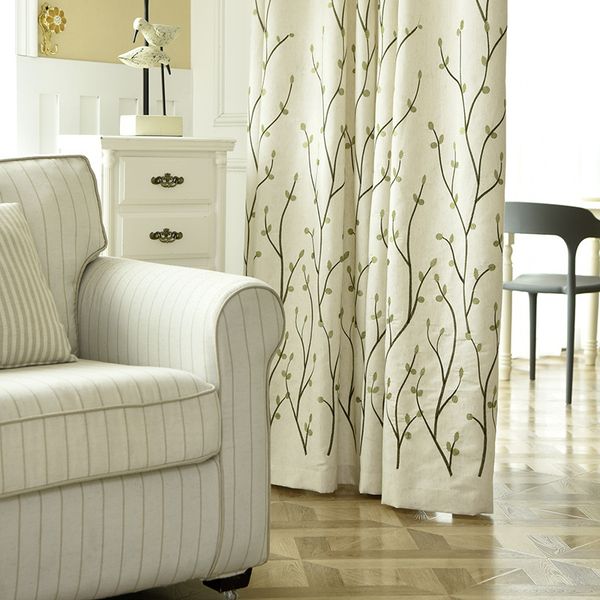 

curtains leaves cotton embroidery curtains for living room bedroom study
