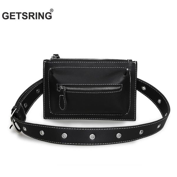 

getsring women fanny pack waist bag belt bag pu leather belt pouch money purse black bags for women travel wallet 2018 new
