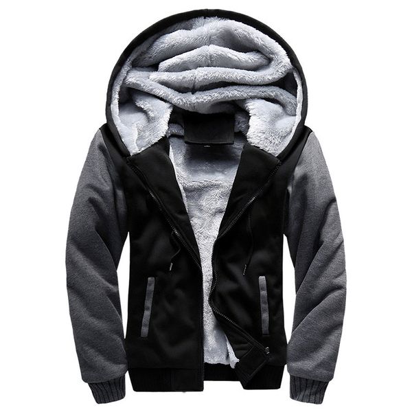 

jacket men brand clothes 2018 winter jackets mens fleece hooded coat male zipper casual thicken hoodies warm tracksuit plus size, Black;brown