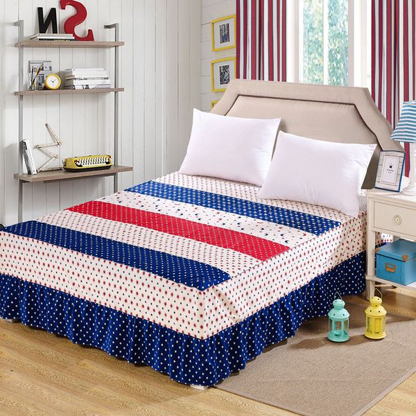 

20 styles cotton bed skirt single piece bedding printing bed cover cartoon striped home decoration