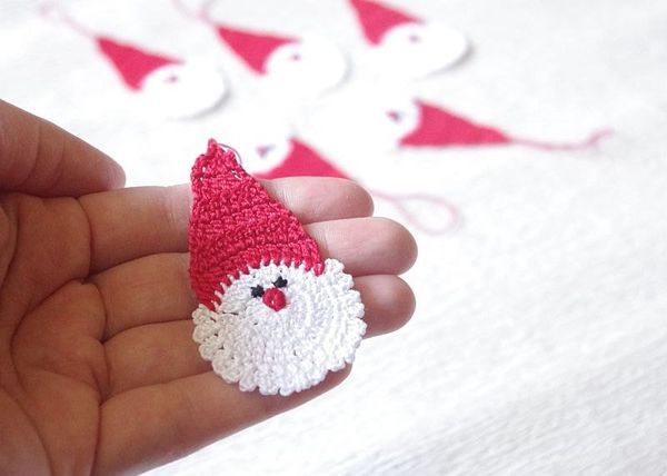 

set of 10 crochet santa claus christmas decorations hanging christmas ornaments crochet father christmas tree ornaments, Black