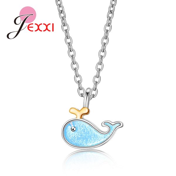 

ожерелье jexxi small cute blue dolphin design real 925 sterling silver очаровательной подвески для женщин девочек лучших подарков на день ро