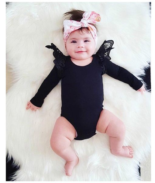 

princess baby girl cotton bodysuits long sleeve angel wing infant white black girls clothes s body fille menia clothing, Blue