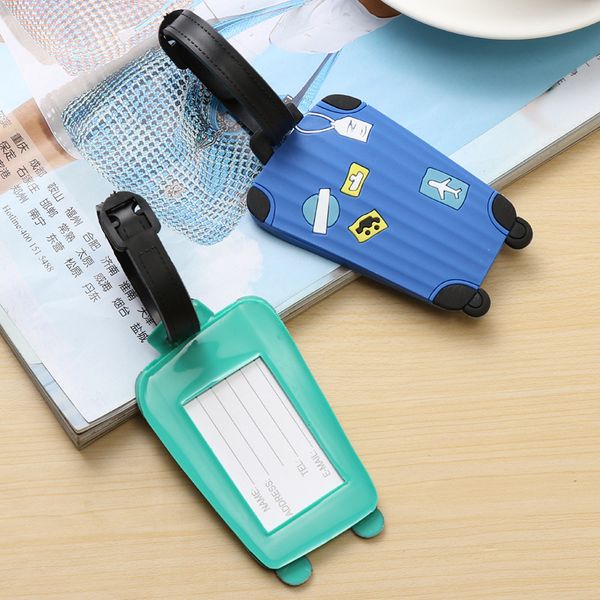 

300pcs bag parts rubber funky luggage tag suitcase label address id tags travel random color size 10cmx6cm, Black
