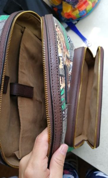 Мода мужская женская рюкзак с застежкой-молнией 428027 soho классическая сумка натуральная кожа холст бренд тигр зеленое дерево набивным рисунком рюкзаки