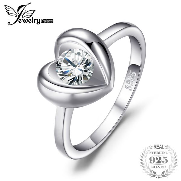 

jewelrypalace love heart 0.6ct cubic zirconia solitaire ring 925 sterling silver engagement ring wedding jewelry anniversary, Golden;silver