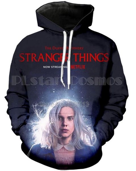 

stranger things funny 3d print casual sweatshirt hoodies, Black