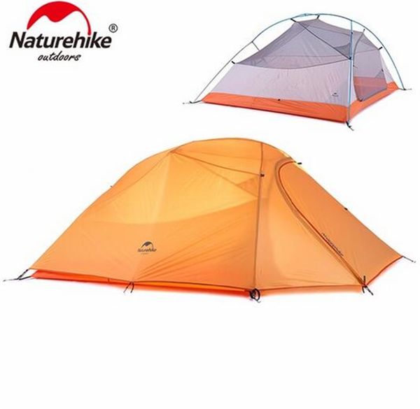 

naturehike tent 20d silicone fabric ultralight 3 person double layers aluminum rod camping tent 4 season with mat