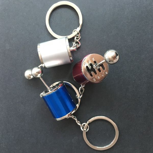 

100 pieces creative car gear keychain keyring metal pendant key chain 6 speed manual gear transmission gearbox auto keyring, Silver