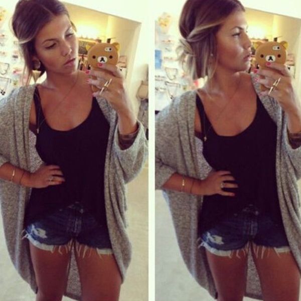 

autumn winter women cardigan sweater batwing sleeve knitted long cardigan coat casual gray loose jumper e0949, White;black