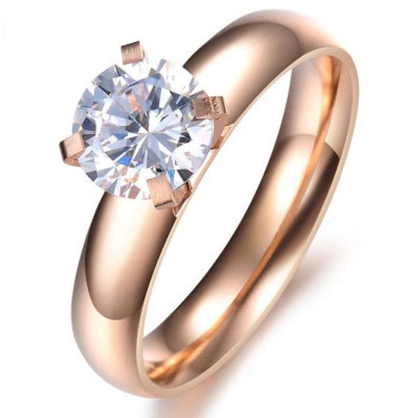 I nuovi gioielli di moda 18KRGP timbro originale singolo anello in oro singolo CZ zircone da donna anello in oro da sposa