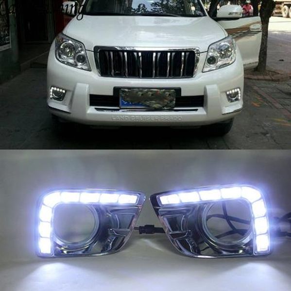 

2Pcs LED DRL дневного света с Fog Lamp Отверстие для Toyota Prado FJ150 LC150 2010 2011 2012 2013 Land Cruiser