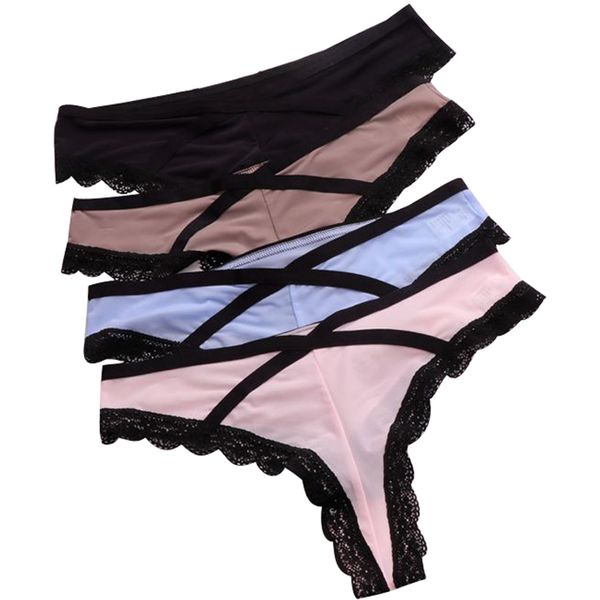 2019 Ice Silk Sexy Comfortable Cotton Underwear Women Thongs And