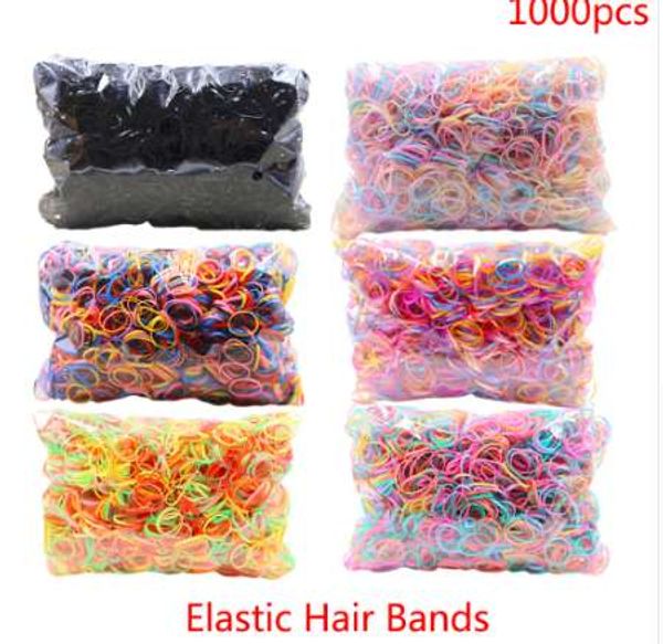 

about 1000pcs/pack rubber hairband rope silicone ponytail holder elastic tpu hair holder tie gum rings girls hair accessories