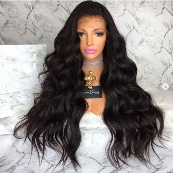 

высокая плотность предварительно сорвал человеческих волос кружева перед парики черные женщины 9а объемная волна перуанский девственница пол, Black;brown