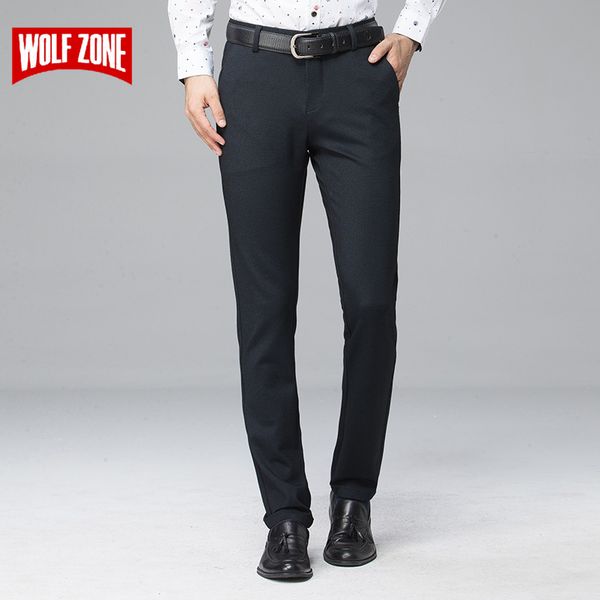 

fashion autumn business casual pants men dress brand clothing mens formal male trousers pantalon homme straight full length, Black